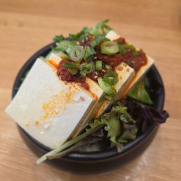 Tofu salad sounds simple but the sauce is packed with flavor. Definitely mix the tofu, sauce and greens together before eating. Tofu salad sounds simple but the sauce is packed with flavor. Definitely mix the tofu, sauce and greens together before eating.