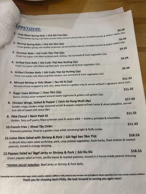 Menu photo 2 Banh Restaurant Philadelphia, PA