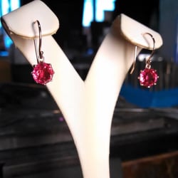 Garieri Jewelers - These gorgeous hand crafted Ruby earrings weigh in at 4.00CTW, set in rose gold! So Beautiful!