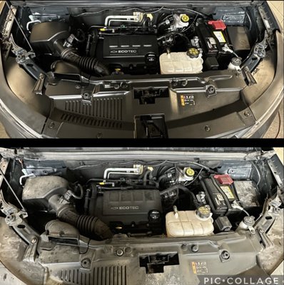 Engine bay like new - - Pre-rinse - Engine bay cleaned - wheels & tires + wheel wells cleaned - foam bath - 2 bucket wash - iron removal treatment - clay bar treatment - trunk & door jams cleaned - bug & tar removal - blown and towel dried - single stage polish 50-60% imperfections removed - 1 year ceramic coating applied to all exterior surfaces - tire shine applied - express interior detail Engine bay like new - - Pre-rinse - Engine bay cleaned - wheels & tires + wheel wells cleaned - foam bath - 2 bucket wash - iron removal treatment - clay bar treatment - trunk & door jams cleaned - bug & tar removal - blown and towel dried - single stage polish 50-60% imperfections removed - 1 year ceramic coating applied to all exterior surfaces - tire shine applied - express interior detail