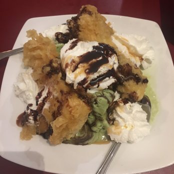 Crystal Fish - Cheesecake Tempura with Green Tea Ice Cream. Amazingness - Japanese Near Me - Monterey, California Crystal Fish - Cheesecake Tempura with Green Tea Ice Cream. Amazingness - Japanese Near Me - Monterey, California