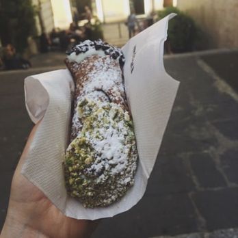 Ciuri Ciuri - Cannolo dipped in chocolate chips and pistachios - Desserts Near Me - Rome, RM Ciuri Ciuri - Cannolo dipped in chocolate chips and pistachios - Desserts Near Me - Rome, RM