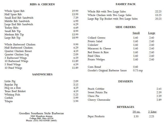 Menu photo 5 Goodies Cincinnati, OH