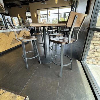 Urbane Cafe - Inside, with their high top tables and chairs. - Salad Near Me - Northridge, California
