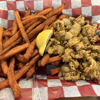 DJs Clam Shack - Ipswich belly clams basket with sweet potato fries . A must! - Seafood Near Me - Indian Shores, Florida