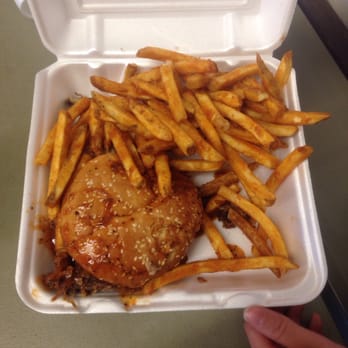 Mr K's BBQ - Pulled poke sandwich with seasoned fries - Barbeque Near Me - Tucson, Arizona Mr K's BBQ - Pulled poke sandwich with seasoned fries - Barbeque Near Me - Tucson, Arizona