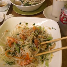 Bone broth chicken Pho and shrimp vermicelli. The coffee is sooooo good too!!!