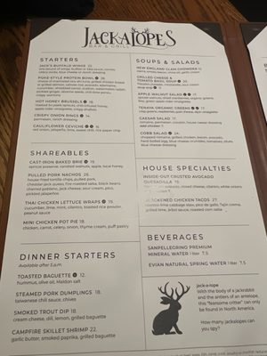 Menu photo 1 Jackalope's Bar and Grill Fish Camp, CA
