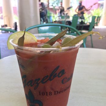 Gazebo Cafe - Bloody Mary with pickled green beans that give it that extra kick! - Cajun/Creole Near Me - New Orleans, Louisiana Gazebo Cafe - Bloody Mary with pickled green beans that give it that extra kick! - Cajun/Creole Near Me - New Orleans, Louisiana