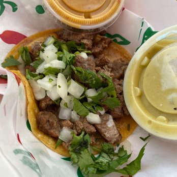 Little Mexico - Asada taco with onions and cilantro - Mexican Near Me - San Antonio, Texas