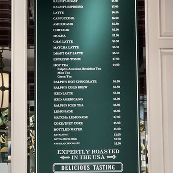 Ralph’s Coffee - beverage menu - Coffee & Tea Near Me - Chicago, Illinois Ralph’s Coffee - beverage menu - Coffee & Tea Near Me - Chicago, Illinois