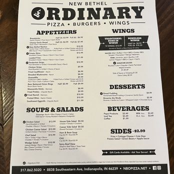 New Bethel Ordinary - Menu - American Near Me - Indianapolis, Indiana New Bethel Ordinary - Menu - American Near Me - Indianapolis, Indiana