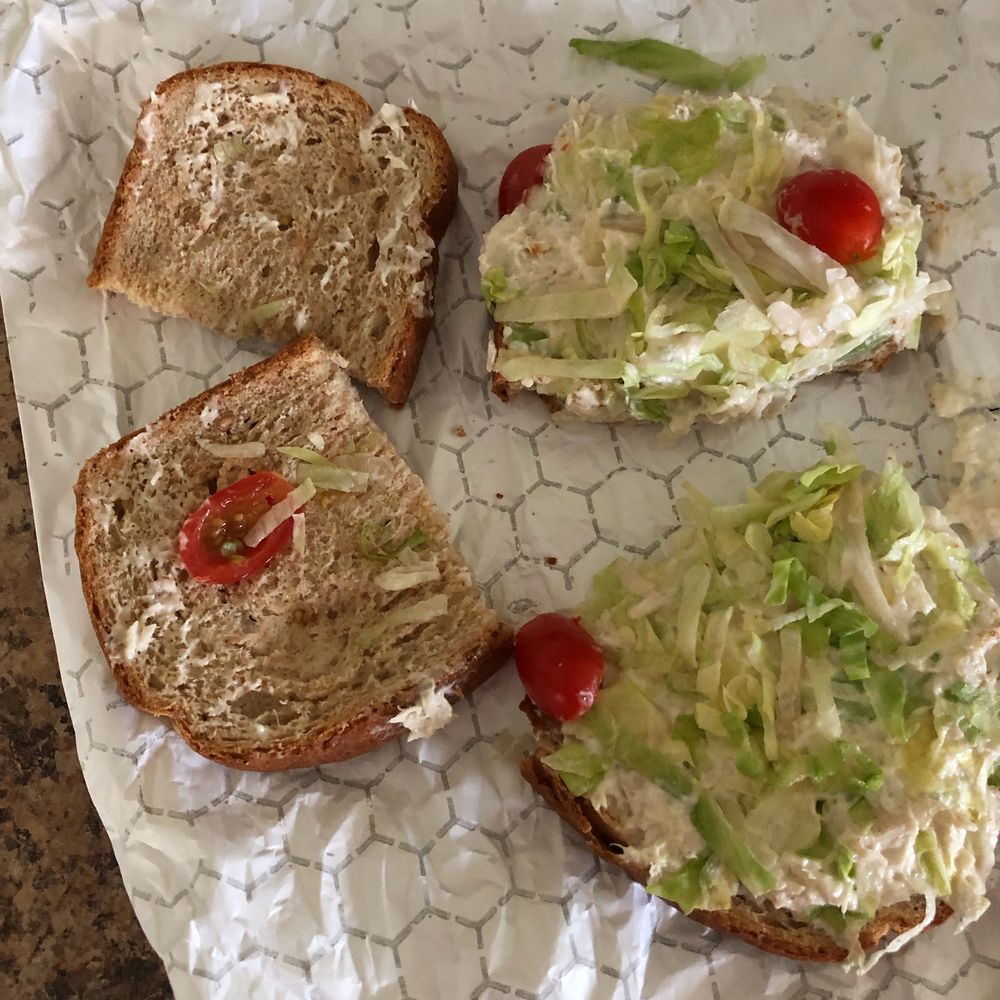 Rhodested Java Cafe - This is a Chicken Salad Sandwich with lettuce and tomato from this place, 1 grape tomato cut in 1/2...seriously?  Never again! - Coffee & Tea Near Me - Burnside, Kentucky