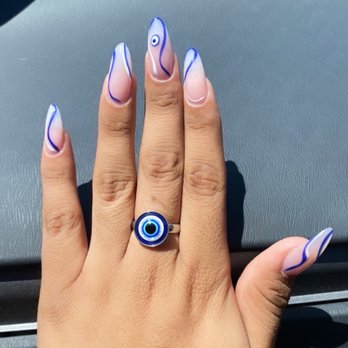 Central Nails - Evil Eye design done by Connie - Nail Salons Near Me - Garden Grove, California Central Nails - Evil Eye design done by Connie - Nail Salons Near Me - Garden Grove, California