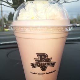 Strawberry milk shake with whipped cream... Ahhh heaven Strawberry milk shake with whipped cream... Ahhh heaven