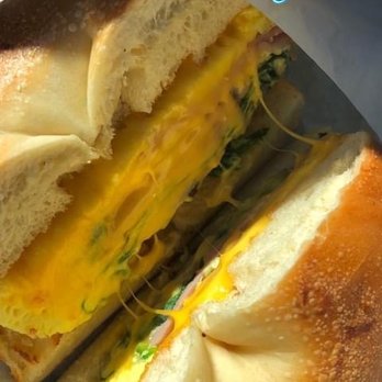 East Coast Bagel - Egg, Ham, Cheese and spinach bagel - Bagels Near Me - Riverside, California East Coast Bagel - Egg, Ham, Cheese and spinach bagel - Bagels Near Me - Riverside, California