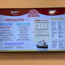 Bop’s Frozen Custard - Menu