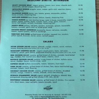 Basecamp Dinette - Lunch Menu - Coffee & Tea Near Me - Burbank, California