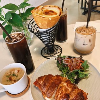 Cafe Mong - Ham & Cheese Sandwich (combo w/ soup) and Cream Brulee Crepe - Breakfast & Brunch Near Me - Las Vegas, Nevada