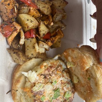 Brown Butter - Crab biscuit and breakfast potatoes - Coffee & Tea Near Me - Brooklyn, New York