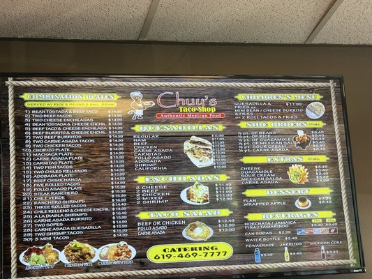 Menu photo 2 Chuy's Taco Shop San Diego, CA
