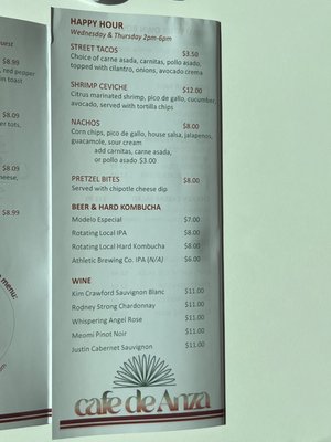 Menu photo 5 Cafe de Anza San Diego, CA