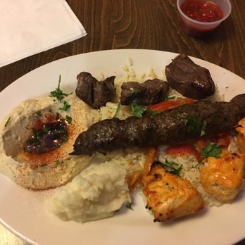 Garlic Crush - Meat combo plate! Very good. Will either get chicken kebab plate or gyro plate next time. - Lebanese Near Me - Issaquah, Washington
