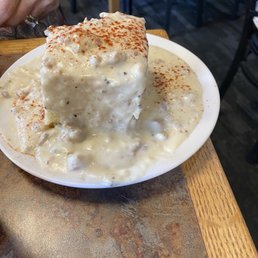 Biscuits and gravy. Why isn't this in a bowl? Biscuits and gravy. Why isn't this in a bowl?