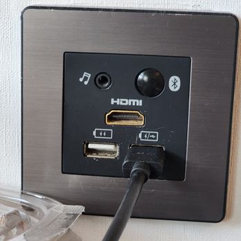 Pod Brooklyn Hotel - HDMI port on the wall for connecting to the TV - Hotels Near Me - Brooklyn, New York Pod Brooklyn Hotel - HDMI port on the wall for connecting to the TV - Hotels Near Me - Brooklyn, New York