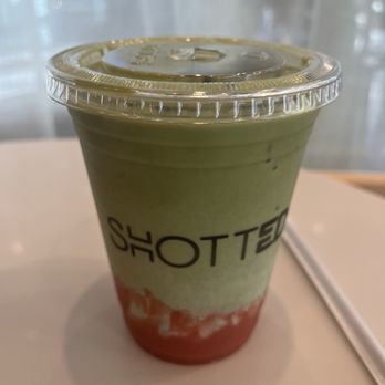 Shotted Cafe - Strawberry matcha. The strawberry is just fresh strawberries and you can ask for the matcha powder to be sweetened or unsweetened - Coffee & Tea Near Me - Gainesville, Virginia