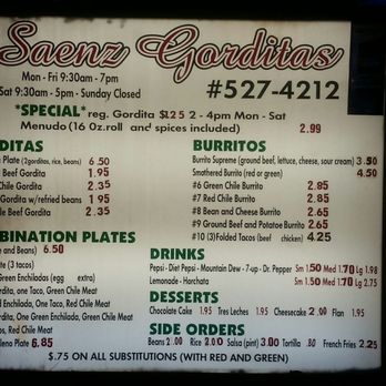 Saenz Gorditas - Drive up menu - Mexican Near Me - Las Cruces, New Mexico Saenz Gorditas - Drive up menu - Mexican Near Me - Las Cruces, New Mexico