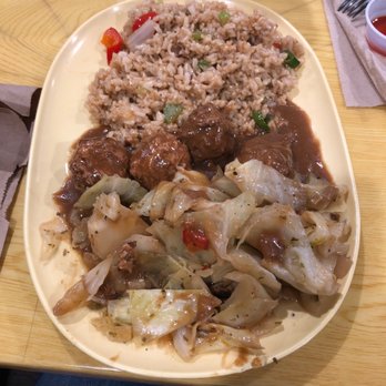 Sunshine's - Vegan meatballs with brown rice and cabbage. - Juice Bars & Smoothies Near Me - Houston, Texas