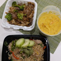 Basil Fried Rice (pork), Pad See Ew (beef), Yellow Curry (chicken) Basil Fried Rice (pork), Pad See Ew (beef), Yellow Curry (chicken)