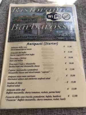 Menu photo 5 Barbarossa Anacapri, NA