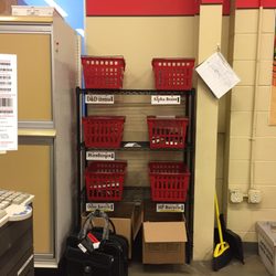 Office Depot - Fun behind-the-counter bin names.