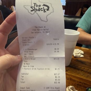 The Shack - receipt - Burgers Near Me - San Antonio, Texas The Shack - receipt - Burgers Near Me - San Antonio, Texas