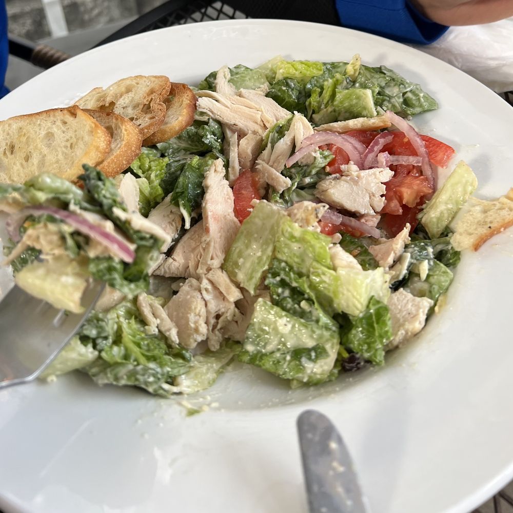 Timber Stone Grill - Caesar salad with grilled chicken (and tomatoes/onions from my sandwich) - New American Near Me - Hammondsport, New York Timber Stone Grill - Caesar salad with grilled chicken (and tomatoes/onions from my sandwich) - New American Near Me - Hammondsport, New York