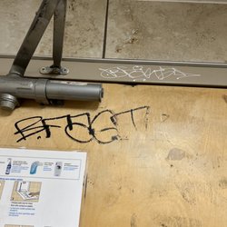 Shaw's - We got some real hard gangstas out here. Tagging the bathroom door of Shaw's Lmfao! Naughty McNaked!