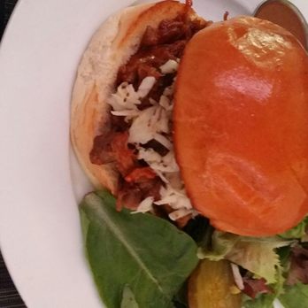 A.cafe - Pulled Pork Sandwich with a side of salad - Cafes Near Me - New York, New York