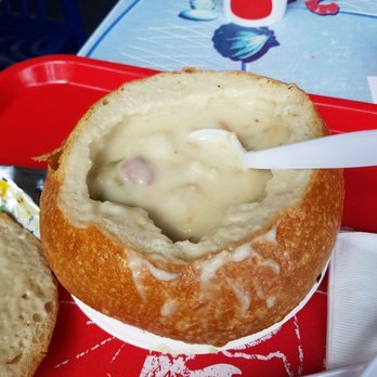 Chowders - White clam chowder bread bowl. About $9. - Seafood Near Me - San Francisco, California