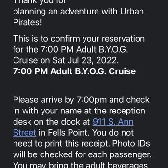 Urban Pirates - Showing I purchased a ticket at 11:51am. - Tours Near Me - Baltimore, Maryland