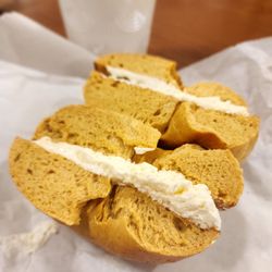 Bagel Cafe - Pumpkin bagel w/ creamcheese
