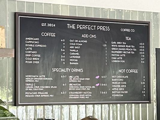 Menu photo 1 The Perfect Press Coffee Tampa, FL Menu photo 1 The Perfect Press Coffee Tampa, FL