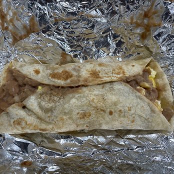 Taqueria El Arquito - Bacon egg and cheese bean burrito - Tacos Near Me - Fort Worth, Texas