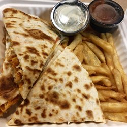 The Spoke and Rim Tavern - Chicken quesadilla with fries