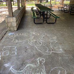 Fun sidewalk drawings in the picnic zone