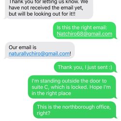 Naturally Chiropractic - The mistake was not evident until I was standing at the local business's locked door, texting the number that had confirmed my appointment.