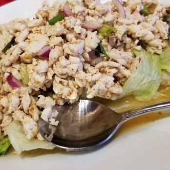 Thai Kitchen - Chicken larb ~ my husband's favorite. It's chicken with fish sauce with a little zing of spice. You can choose your spice level. - Thai Near Me - Evans, Georgia Thai Kitchen - Chicken larb ~ my husband's favorite. It's chicken with fish sauce with a little zing of spice. You can choose your spice level. - Thai Near Me - Evans, Georgia