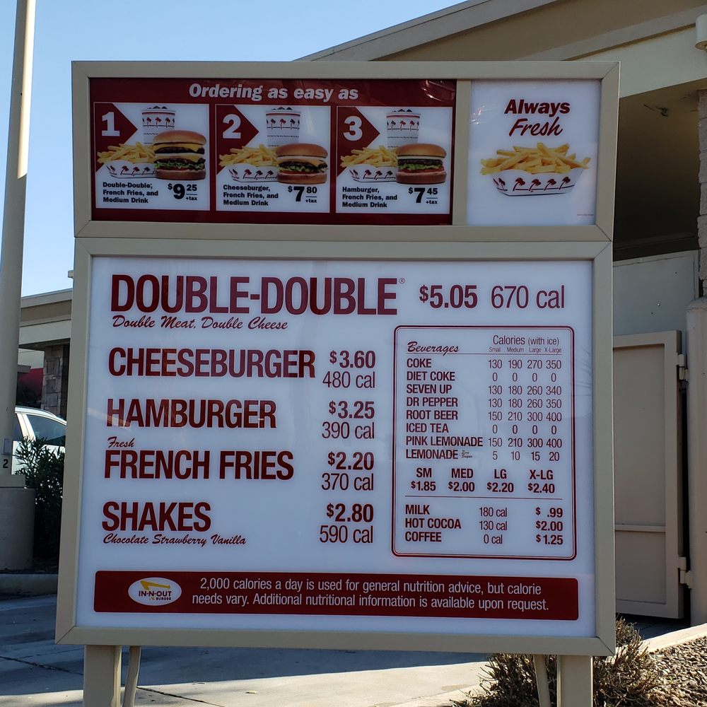 In-N-Out Burger - menu - Fast Food Near Me - Gilbert, Arizona
