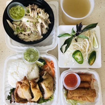 Pho Ga 88 - #2 Boneless Chicken Ho Fun Noodle and  #12 Fried Chicken Whole Leg and chicken egg roll - Vietnamese Near Me - San Leandro, California